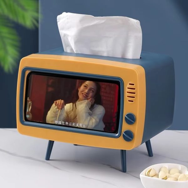 2 In 1 Tv Shape Tissue Box & Mobile Phone Or Photo Holder