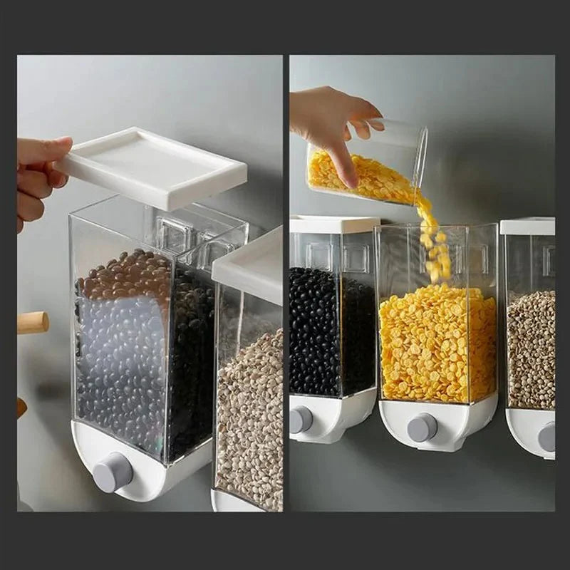 Wall Mounted Separate Rice and grains Bucket Kitchen